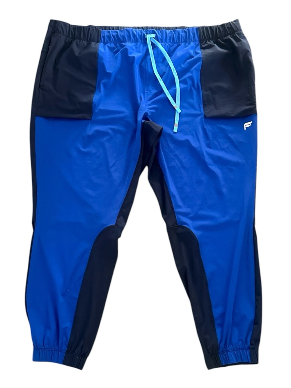 Fabletics Women’s 4X Blue Navy Colorblock Woven Jogger Pants Drawstring EUC